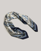 Printed Neck Scarf, Navy, hi-res
